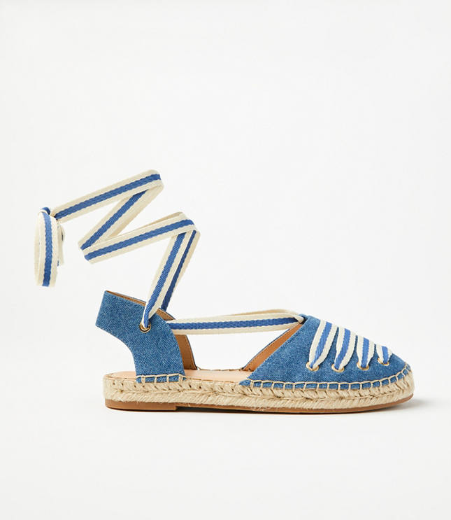 Loft Chambray Lace Up Flat Espadrilles