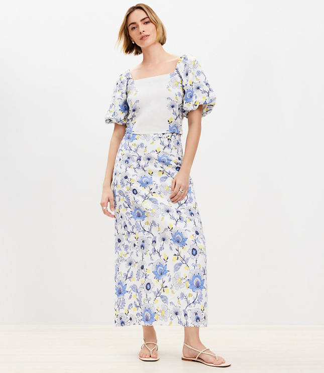 Garden Linen Blend Midi Skirt