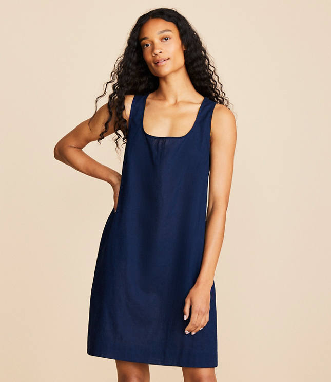 Lou & Grey Linen Cotton Tie Back Mini Pocket Dress