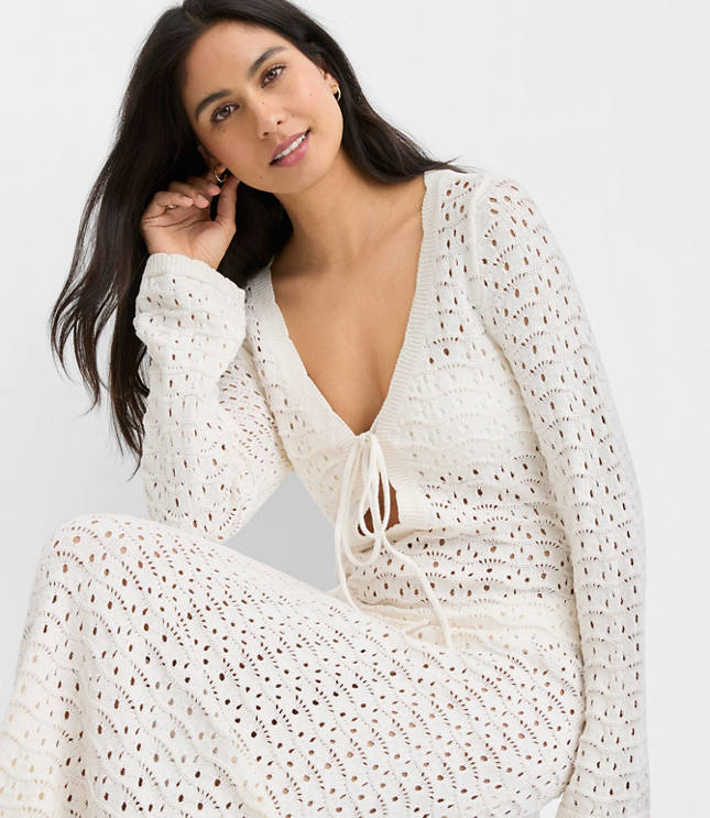 LOFT Beach Pointelle Keyhole Sweater Maxi Swimsuit Coverup