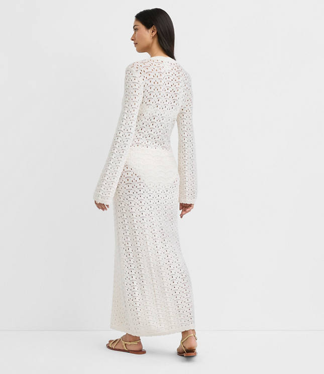 LOFT Beach Pointelle Keyhole Sweater Maxi Swimsuit Coverup