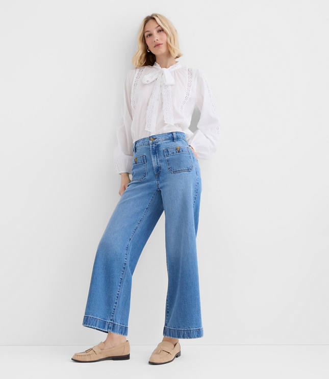 Tall Palmer Wide Leg Crop Jeans in Classic Mid Wash