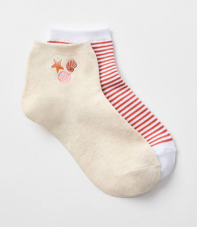 Seashell & Stripe Ankle Sock Set