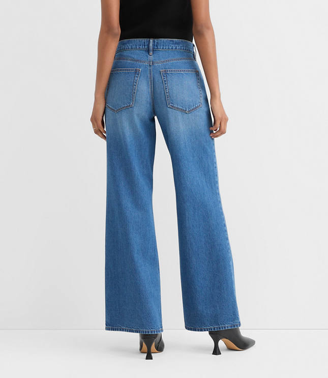Rivete Tall Mid Rise Wide Leg Jeans in Vintage Dark Wash