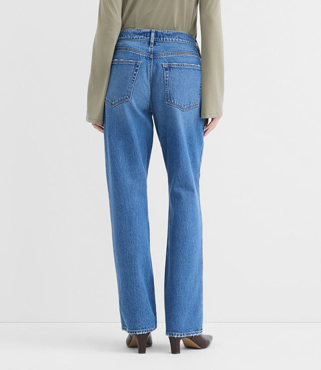 Rivete Tall Curvy Mid Rise Relaxed Straight Jeans in Vintage Mid Wash