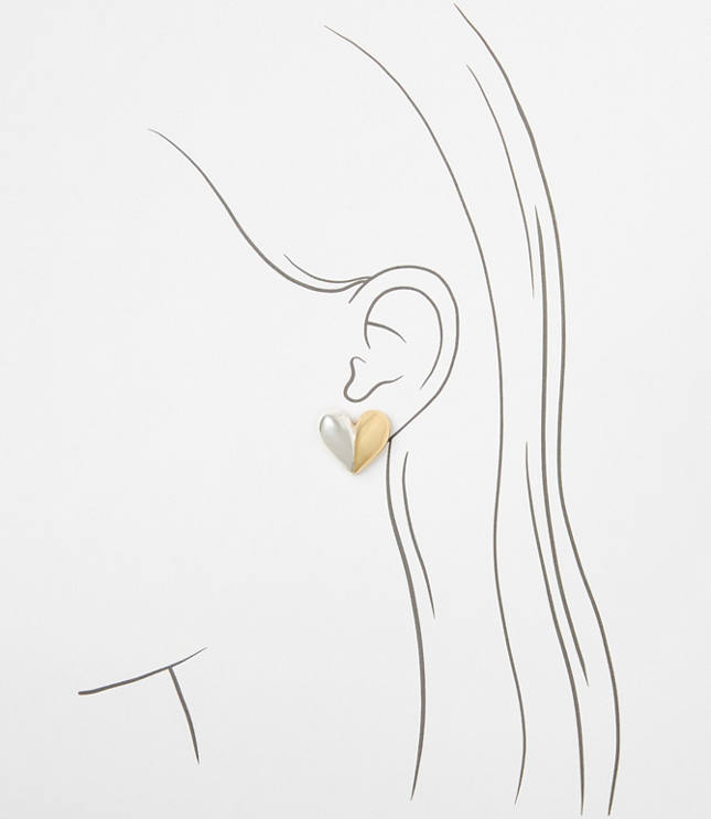 Mixed Metal Heart Stud Earrings