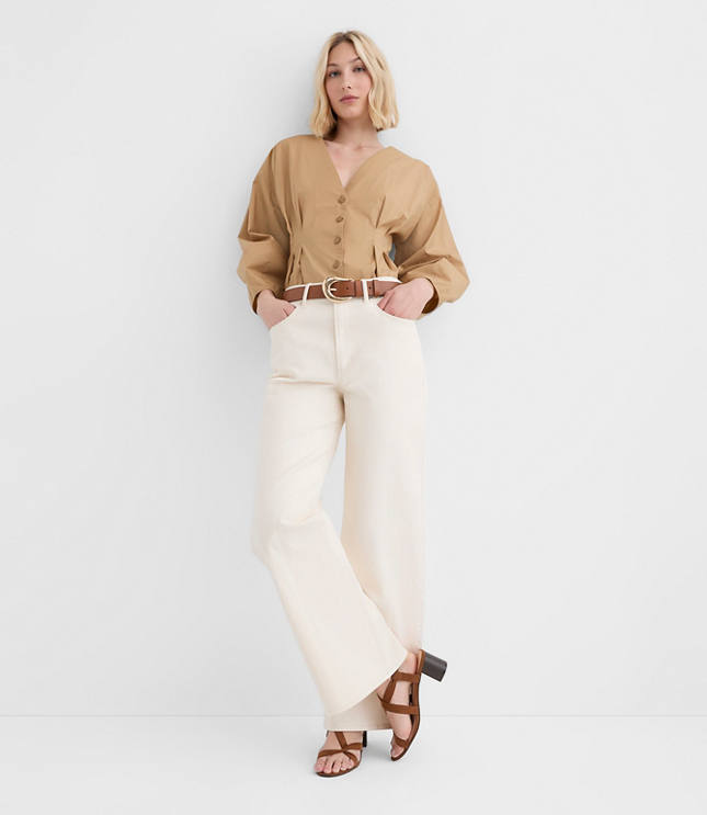 Petite Poplin Cinched Back Shirt