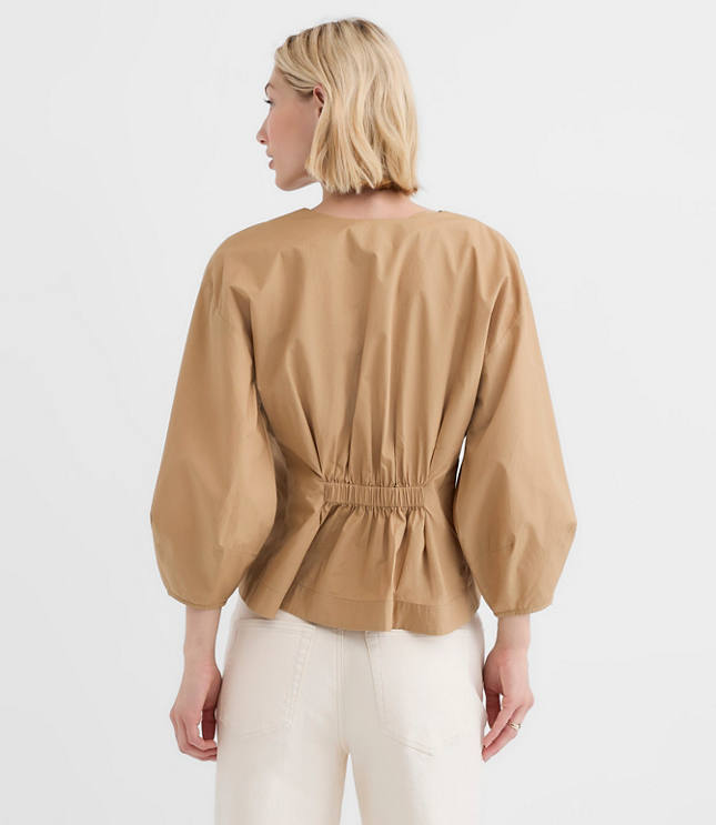 Petite Poplin Cinched Back Shirt