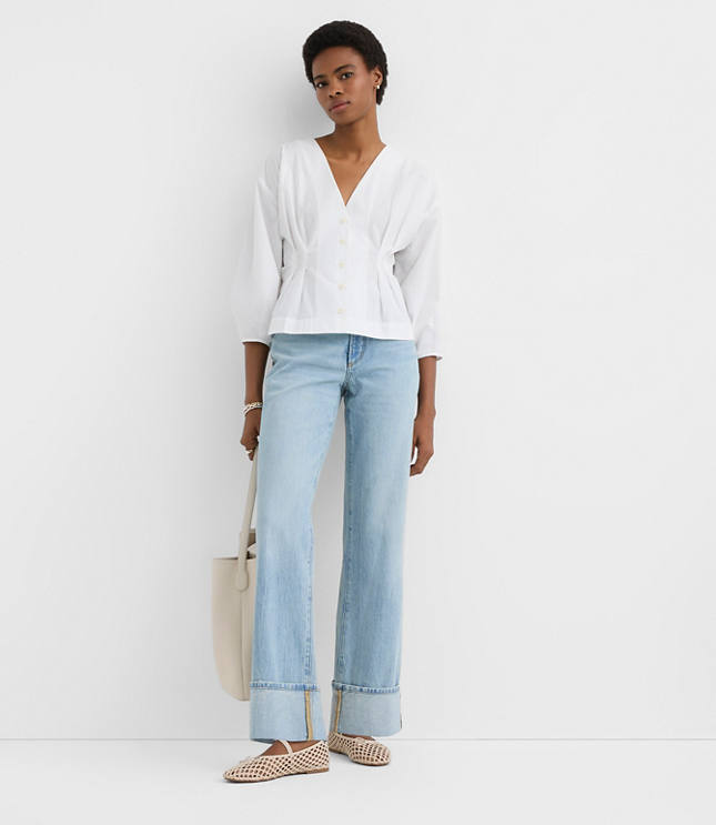 Petite Poplin Cinched Back Shirt