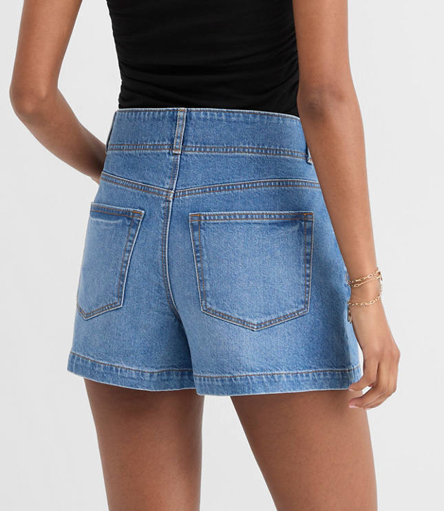 Rivete Tall Seamed High Rise Denim Shorts Dark Wash