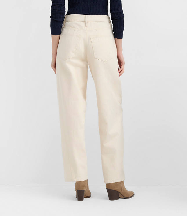 Rivete Tall Curvy Seamed High Rise Barrel Jeans in Ivory