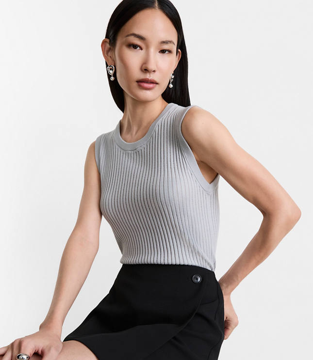 Petite LOFT Versa Ribbed Sleeveless Sweater