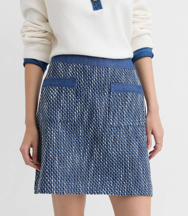 Petite Denim Tweed Mini Skirt