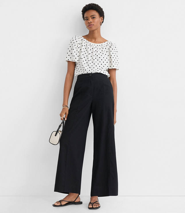 Linen Cotton Pull On Wide Leg Pants