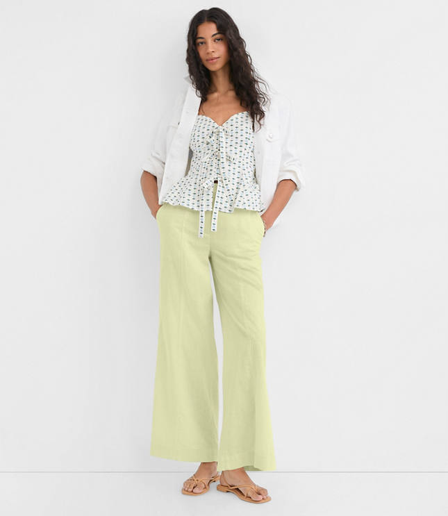 Linen Cotton Pull On Wide Leg Pants