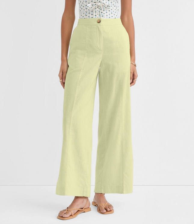 Linen Cotton Pull On Wide Leg Pants
