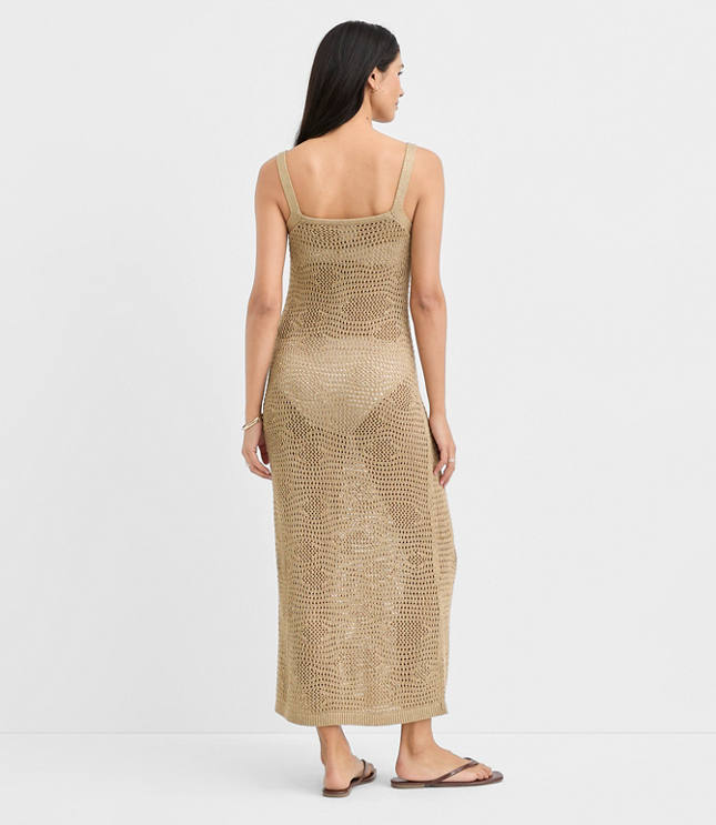 LOFT Beach Shimmer Pointelle Sweater Maxi Swimsuit Coverup