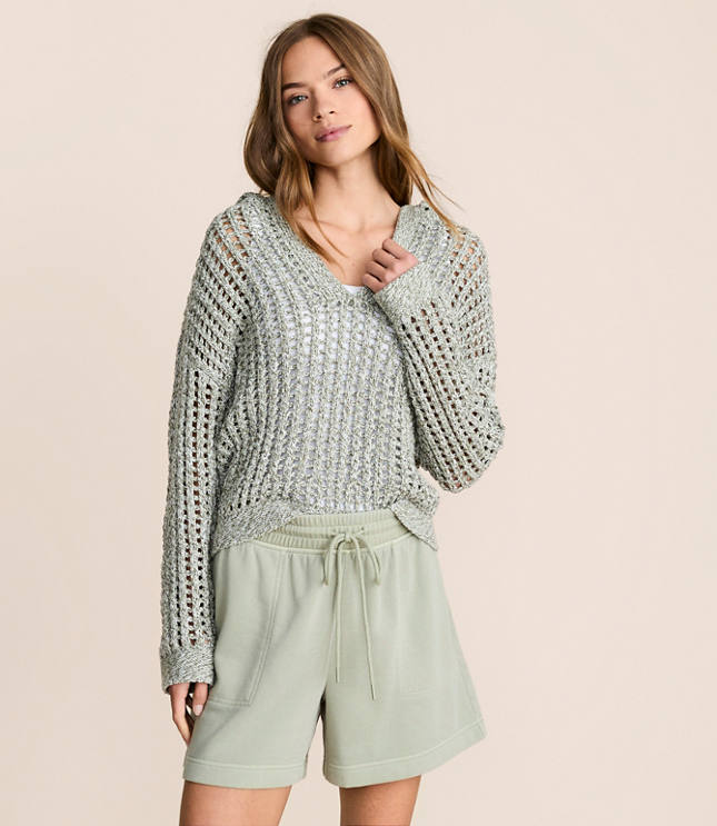 Lou & Grey Marled Open Stitch Hoodie Sweater
