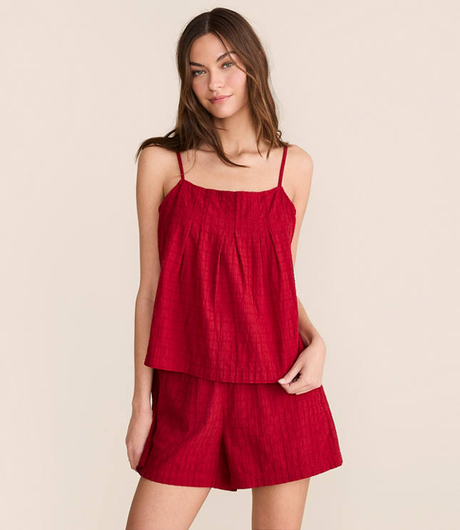 Lou & Grey Grid Linen Cotton Pleated Cami carousel Product Image 1