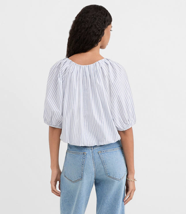 Striped Poplin Bubble Blouse