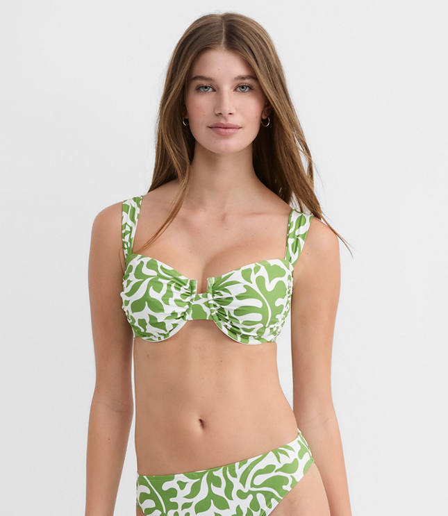 LOFT Beach Palm Ruched Underwire Bikini Top