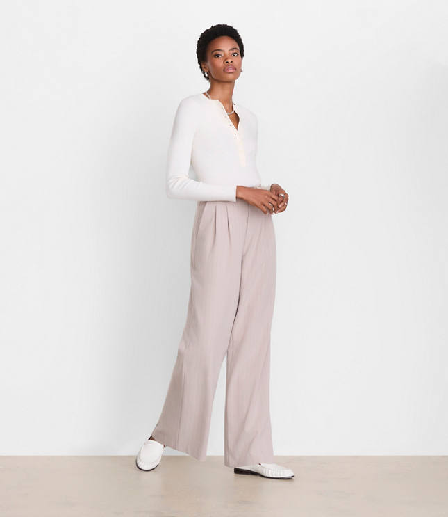 Petite LOFT Versa Ribbed Henley Sweater