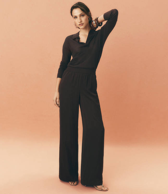 Petite Pull On Wide Leg Pants