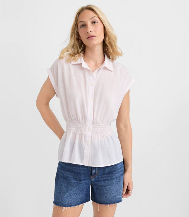 Stripe Smocked Waist Shirt carousel Product Image 2