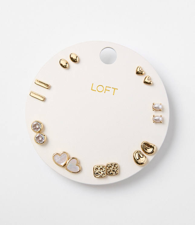 Mother Of Pearl Heart Stud Earring Set