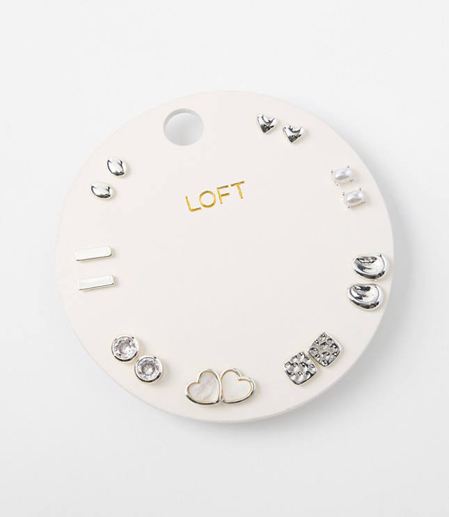 Mother Of Pearl Heart Stud Earring Set