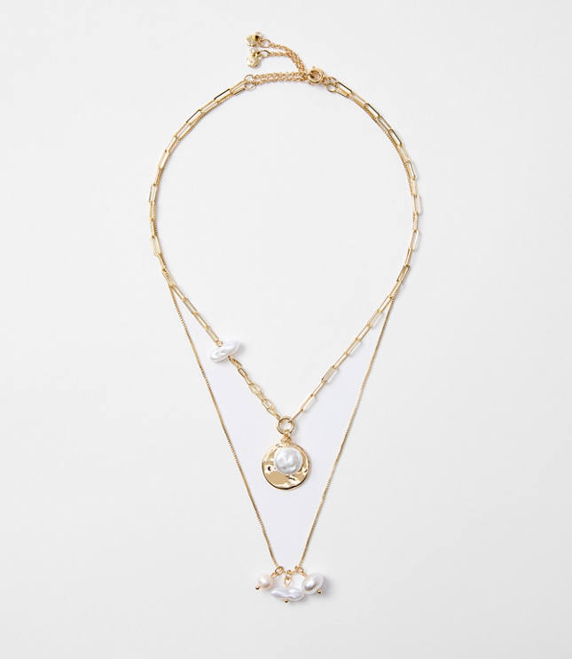 Mother Of Pearl Layered Coin Necklace Set