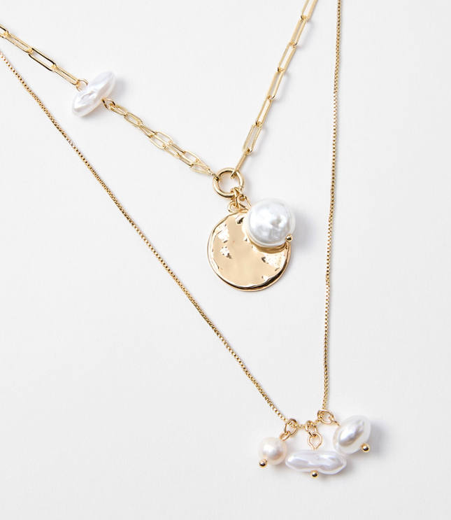 Mother Of Pearl Layered Coin Necklace Set