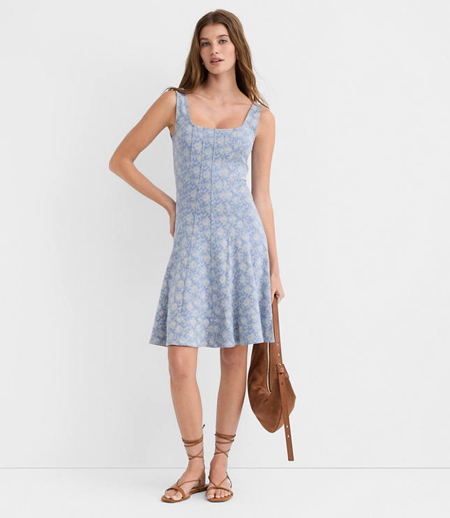 Floral Ponte Seamed Mini Dress