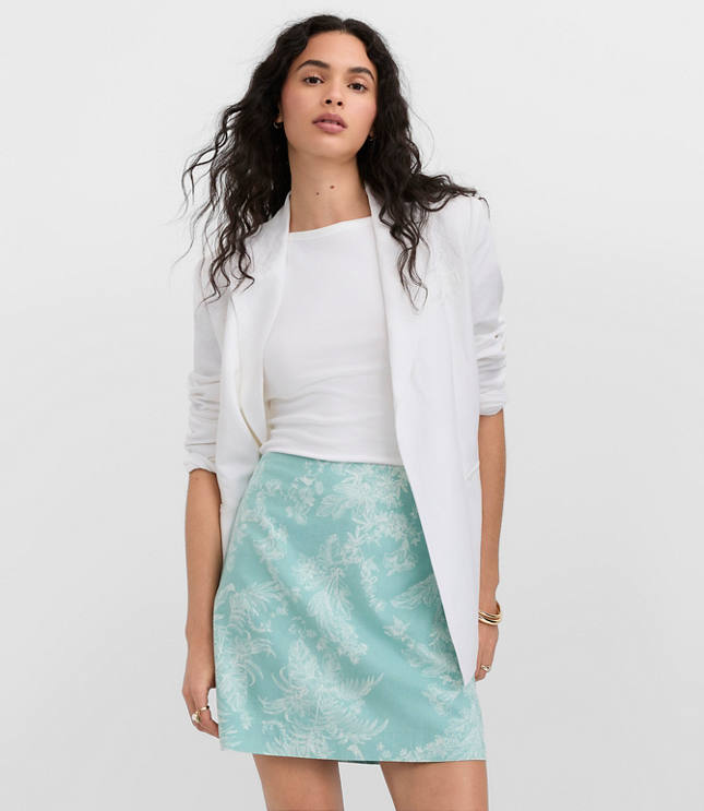 Floral Toile Linen Cotton Mini Skirt