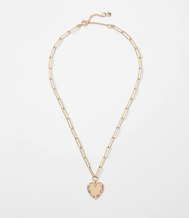 Sparkle Heart Chain Link Necklace