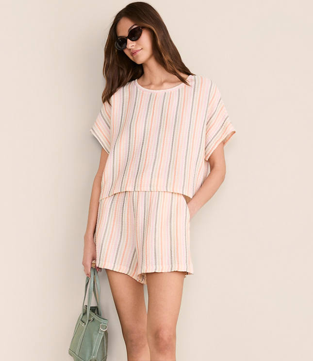Lou & Grey Striped Triple Cloth Wide Leg Shorts