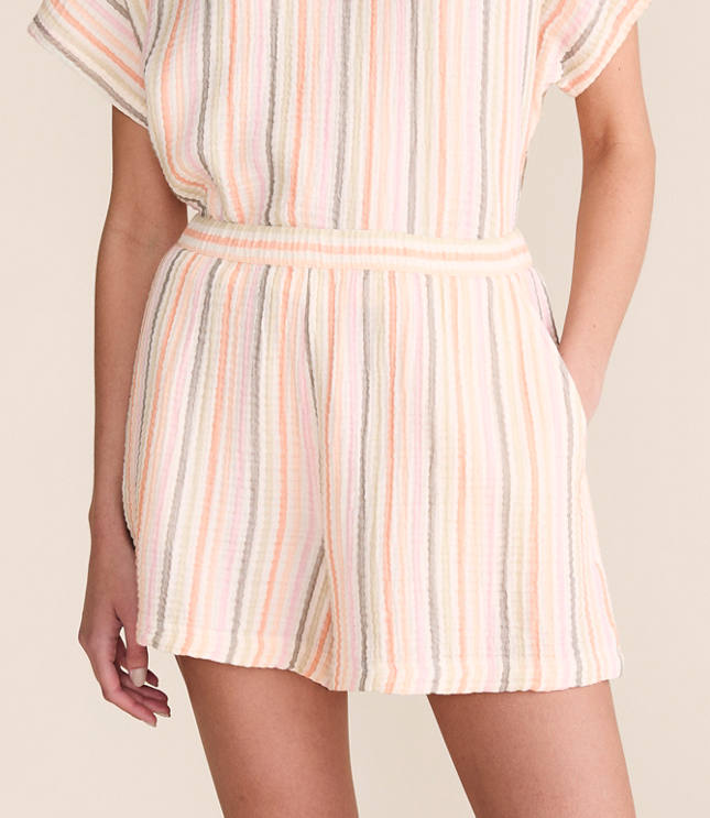 Lou & Grey Striped Triple Cloth Wide Leg Shorts