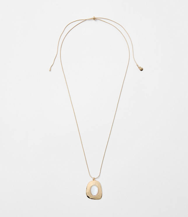 Mother Of Pearl Pull Tie Pendant Necklace