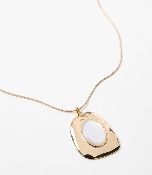 Mother Of Pearl Pull Tie Pendant Necklace