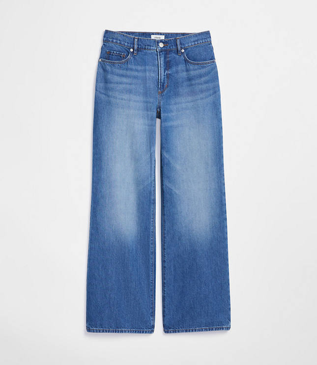 Rivete Petite Curvy Mid Rise Wide Leg Jeans in Vintage Dark Wash