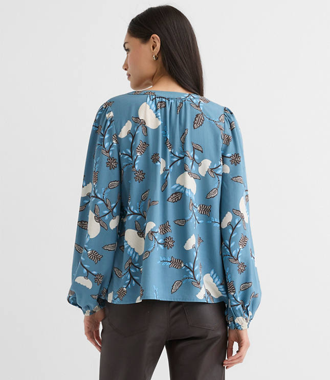 Garland Shirred Henley Blouse