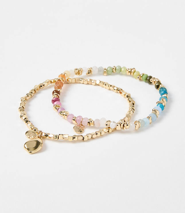 Rainbow Beaded Stretch Bracelet Set