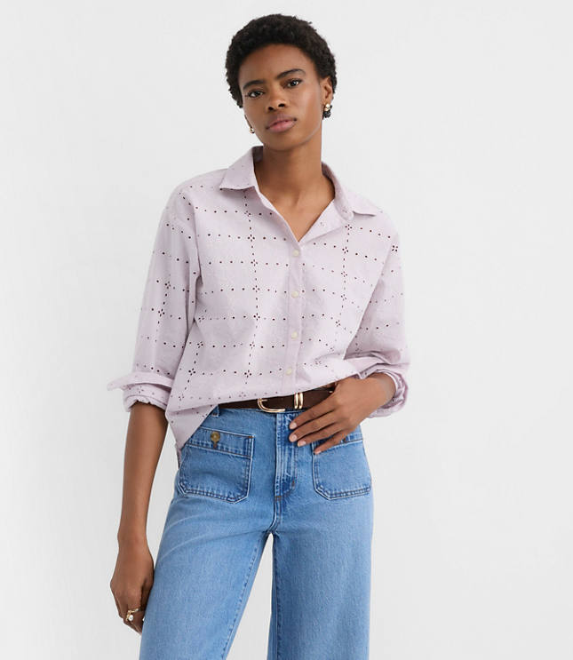 Petite Eyelet Everyday Oversized Shirt