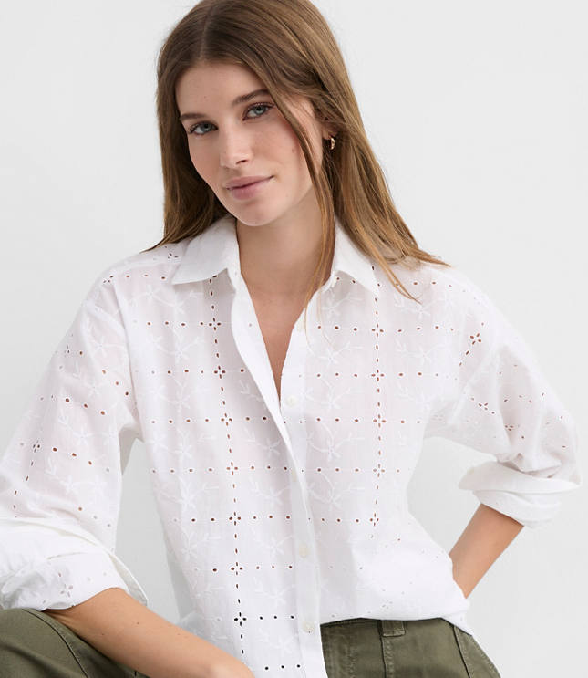 Petite Eyelet Everyday Oversized Shirt