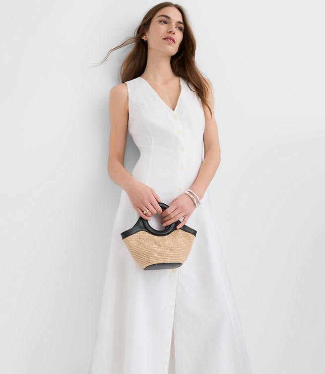 Linen Cotton Vest Midi Dress