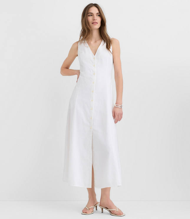 Linen Cotton Vest Midi Dress