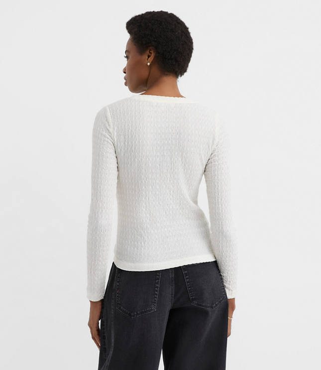 Puckered Long Sleeve Crew Neck Tee