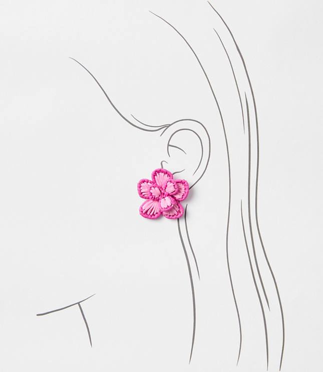 LOFT Beach Floral Raffia Statement Earrings
