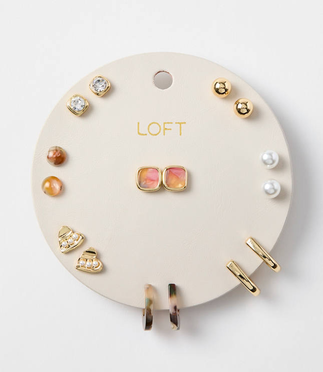 Multicolored Tortoiseshell Print Stud Earring Set