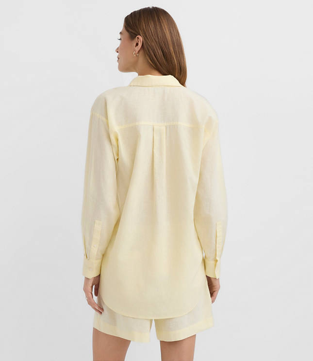 Petite Linen Cotton Everyday Oversized Pocket Shirt carousel Product Image 3